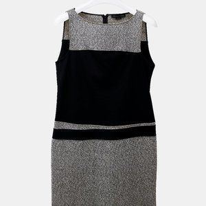 Marie Saint Pierre Beige and Black Colour Block Sheath Dress